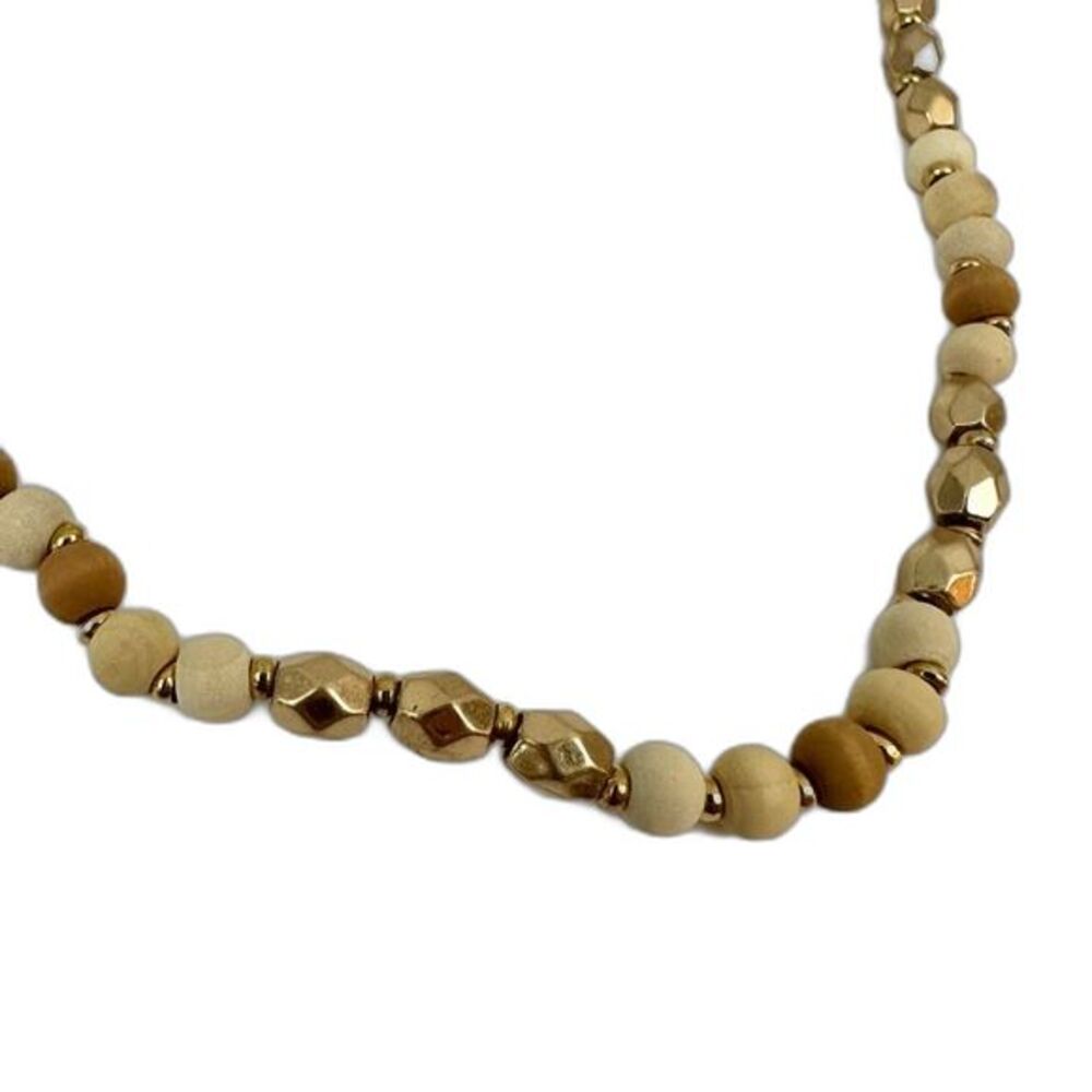 Francesca’s Collections Natural Wood & Metal Beaded Long Necklace NWT OS
